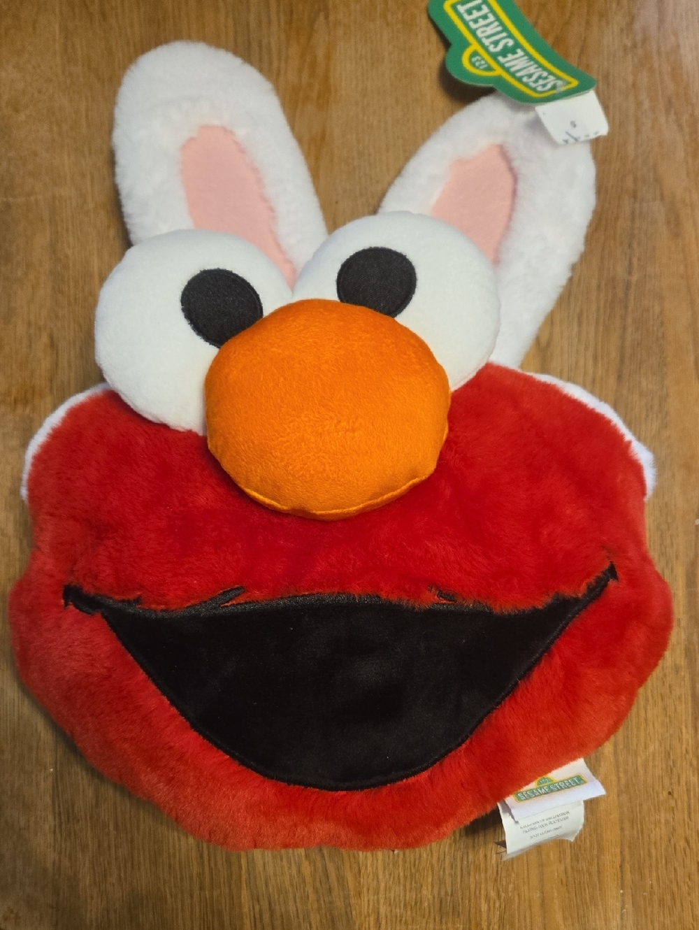 Sesame Street Elmo Face Pillow in Red with Orange Nose and White Ears